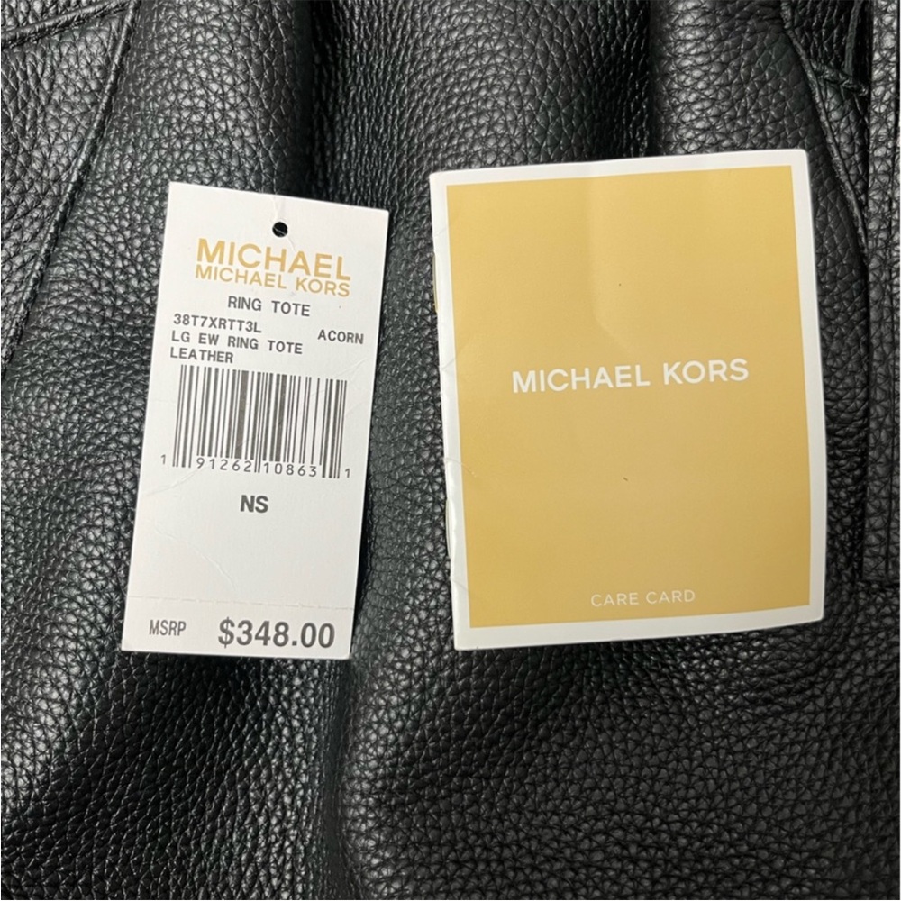 2 Michael Kors Ring Tote Leather Bags- 1 Black and 1 Brown Leather NWT - Picture 6 of 16